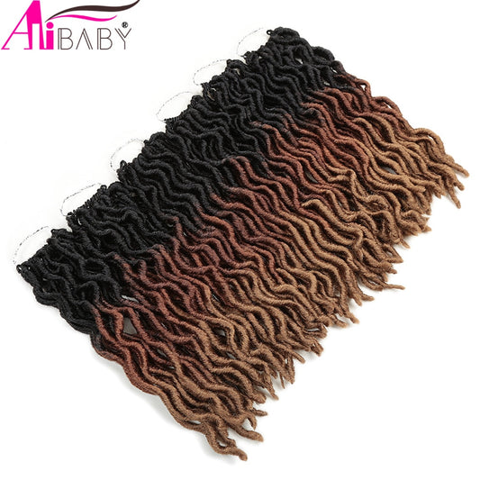12inch Goddess Faux Locs Crochet Hair Synthetic Ombre Braiding Dreadlocks Hair Extensions 18Strands/p For Black Women Alibaby