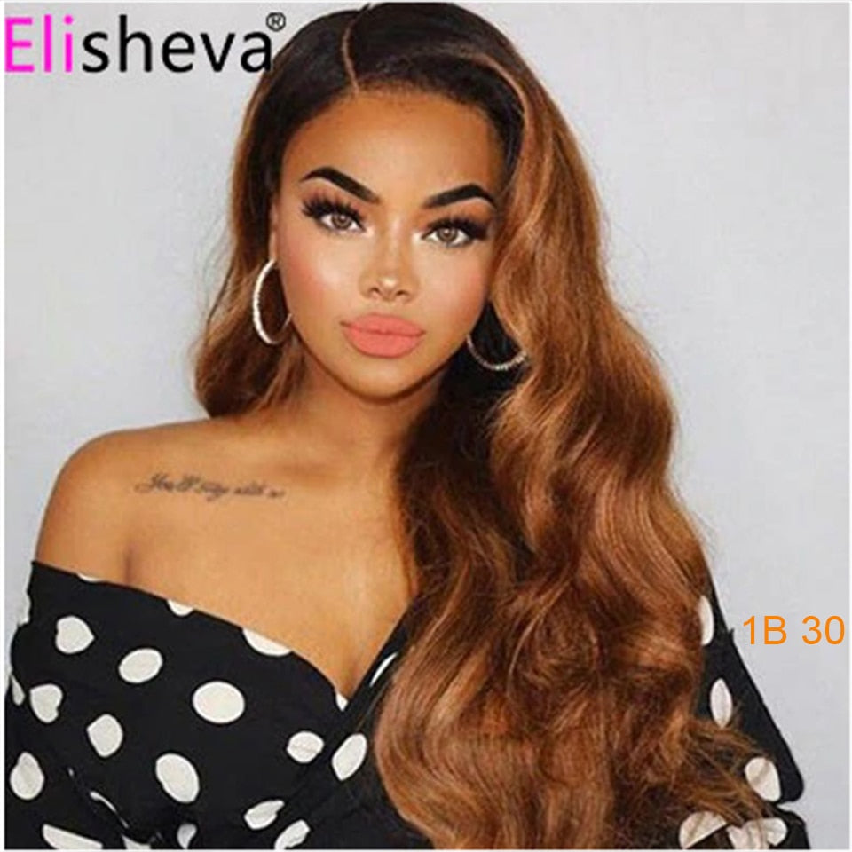 Honey Blonde Human Hair Wigs Ombre Body Wave Human Hair Wig 13x4 Lace Frontal Wig Body Wave Closure Wig T1b 27 1b 30 Colored Wig