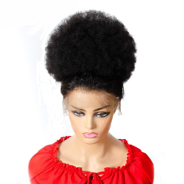 10 inch Afro Puff Hair Bun Drawstring Ponytail Wigs Kinky Curly Human Hair Clip In Extensions Yepei Remy Hair