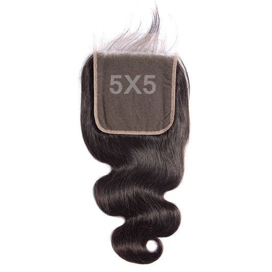 Fashow 5X5 Brazilian Hair Closure Bigger than 4X4 With Baby Hair Hand Tied Body Wave Natural Remy Human Hair Top Lace Closure