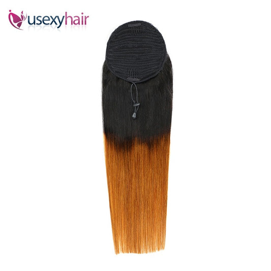 USEXY Straight Ponytail 100% Human Hair Drawstring Ponytail With Clips In Human Hair Extensions For Women Brazilian Remy Hair