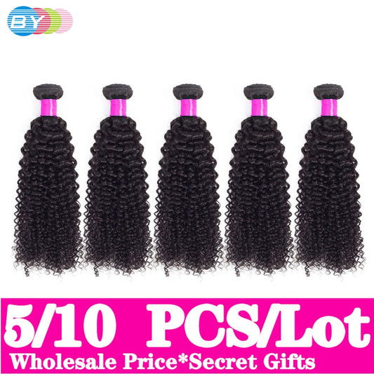 5/10PCS Kinky Curly Bundles Wholesale Price Brazilian Hair Weave Bundles Remy Hair Extensions Human Hair Bundles Natural Color