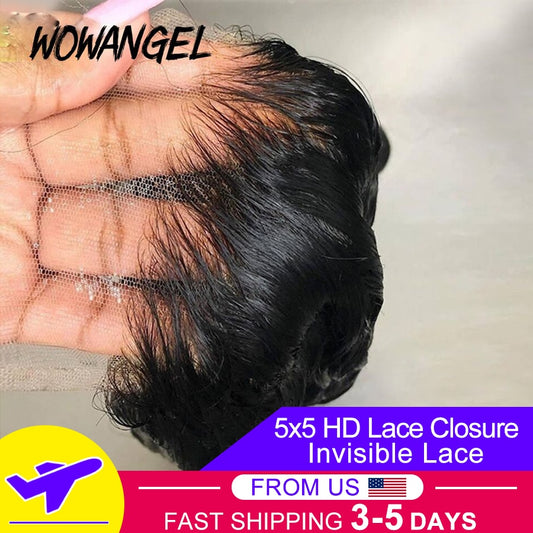 Invisible HD Lace Frontal Closure 5x5 Lace Closure With Baby Hair Straight Remy Human Hair Melt Skins HD Lace Transparent Lace