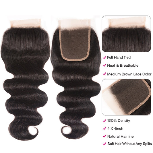 UNICE HAIR 5x5 HD Lace Closure 100% Brazilian Hair Body Wave Closure Swiss Lace Remy Human Hair 1 Piece 10"-20" 120% Density