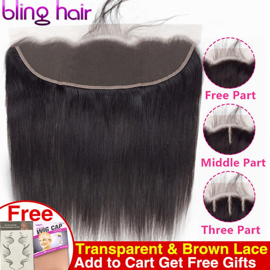bling hair 24 Inch HD Transparent 13x4 Lace Frontal Closure Peruvian Straight Human Hair Closure 4x4 Lace Closure Remy Hair