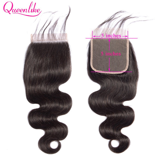 Queenlike Body Wave 5*5 Closure Pre Plucked With Baby Hair Natural Hairline Brazilian Remy Human Hair 5x5 Lace Closure