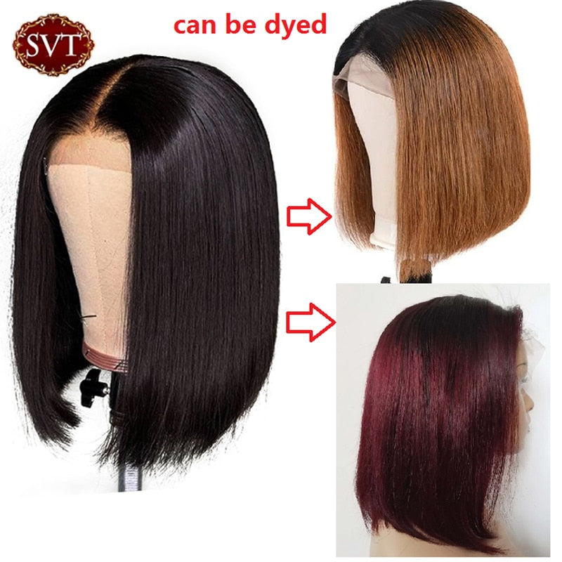 SVT Short Bob Straight 4X4 Lace Closure Wigs PrePlucked Baby Hair Lace Human Hair Wigs For Women Peruvian Bob Closure Wig 180%