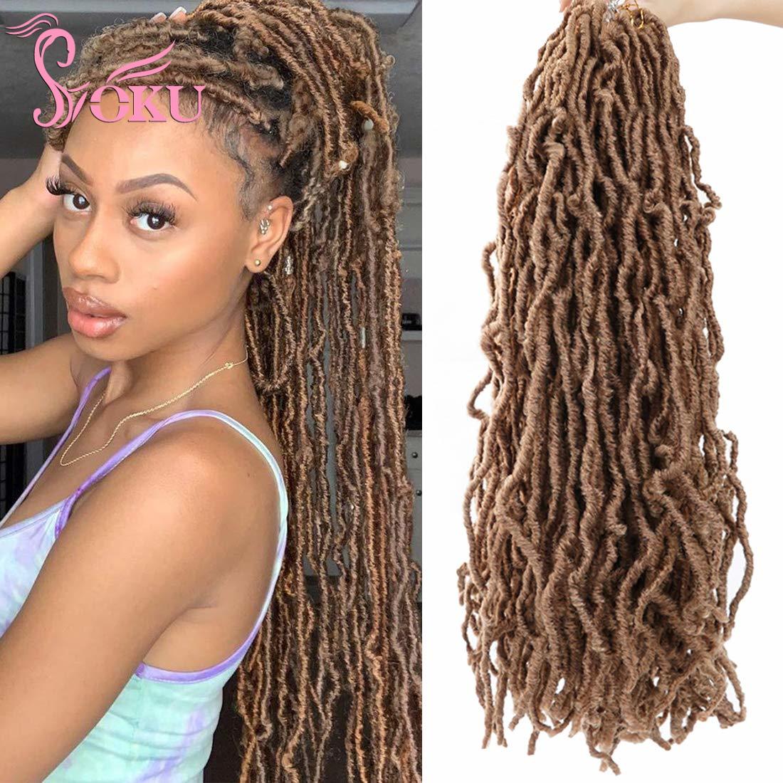Curly Small Faux Locs Crochet Hair Wavy Small Dreadlocks Braids Synthetic Braiding Hair Extensions SOKU Soft Crochet Braid Hair