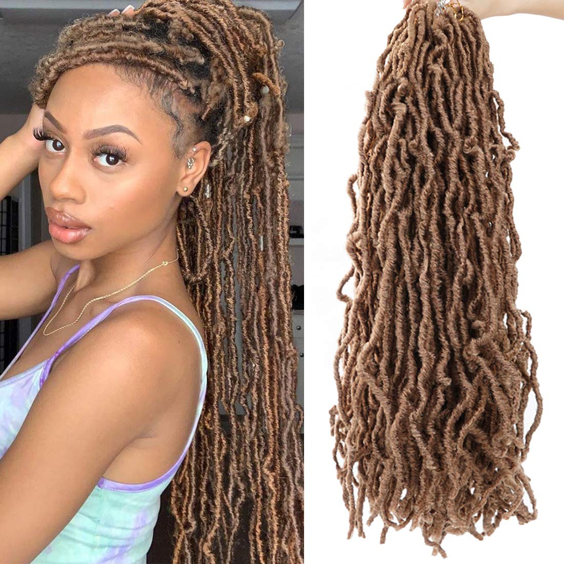 Curly Small Faux Locs Crochet Hair Wavy Small Dreadlocks Braids Synthetic Braiding Hair Extensions SOKU Soft Crochet Braid Hair