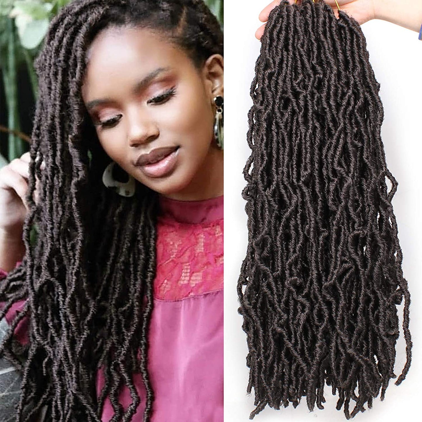 Curly Small Faux Locs Crochet Hair Wavy Small Dreadlocks Braids Synthetic Braiding Hair Extensions SOKU Soft Crochet Braid Hair