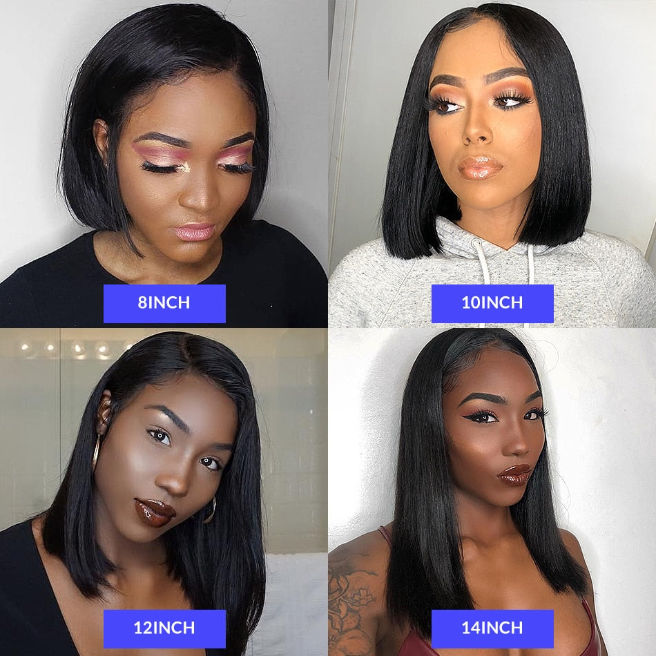 SVT Short Bob Straight 4X4 Lace Closure Wigs PrePlucked Baby Hair Lace Human Hair Wigs For Women Peruvian Bob Closure Wig 180%