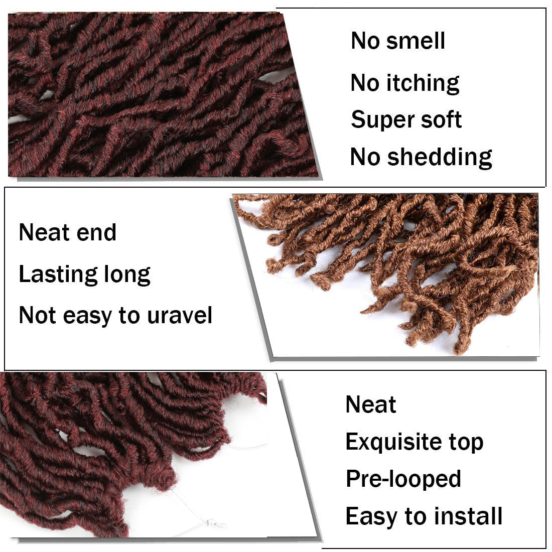 Curly Small Faux Locs Crochet Hair Wavy Small Dreadlocks Braids Synthetic Braiding Hair Extensions SOKU Soft Crochet Braid Hair