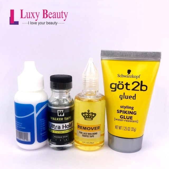 Super Lace Wig Glue Hair Bonding 38ml + Remover 30ml + Ultra Hold Got2b Hair Gel Wig Kits For Tape Toupee Lace Frontal System