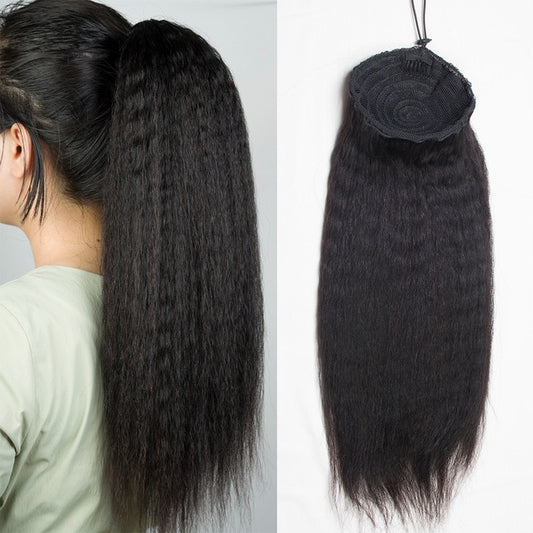 Aliballad Water Wave Drawstring Ponytail Human Hair Brazilian With Afro Clip In Extensions 4 Combs Remy Natural Wavy Ponytail