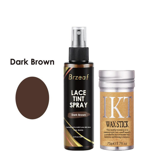 100ml Dark Brown Lace Tint Spray for lace Wigs + 75g Hair Wax Stick  Wig Adhesive For Closures, Wigs And Closure Front