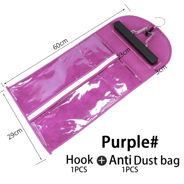 Nunify Hair Extension Storage Bag With Wooden Hanger Pink White Purple Hair Bags Top Wig Packaging Bags For Hair Bundles
