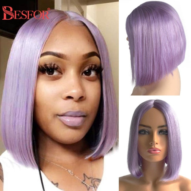 Colored Blonde Full Machine Made Bob Wigs Human Hair Glueless 180% Density Straight Non Lace Front Short Cut Wig For Black Women