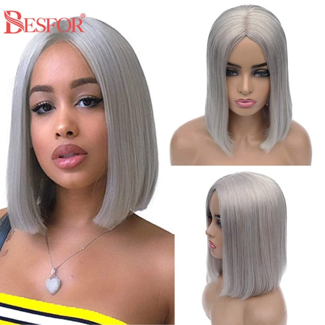Colored Blonde Full Machine Made Bob Wigs Human Hair Glueless 180% Density Straight Non Lace Front Short Cut Wig For Black Women